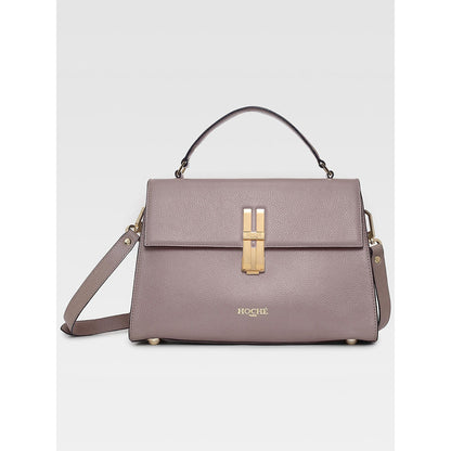Hoche Paris Raffine Leather Satchel Bag with Detachable Strap - Taupe