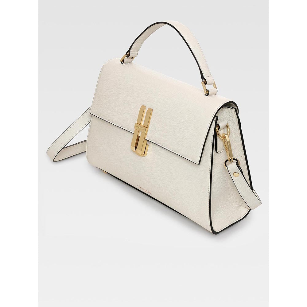 Hoche Paris Raffine Leather Satchel Bag with Detachable Strap - Ivory