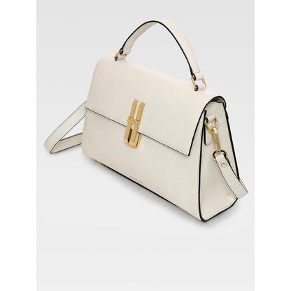 Hoche Paris Raffine Leather Satchel Bag with Detachable Strap - Ivory