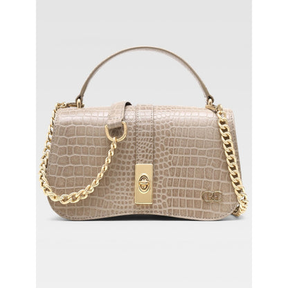 Hoche Paris Terra Croc Leather Sling Bag - Beige