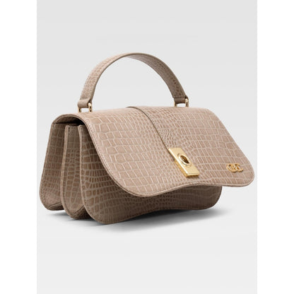 Hoche Paris Terra Croc Leather Sling Bag - Beige