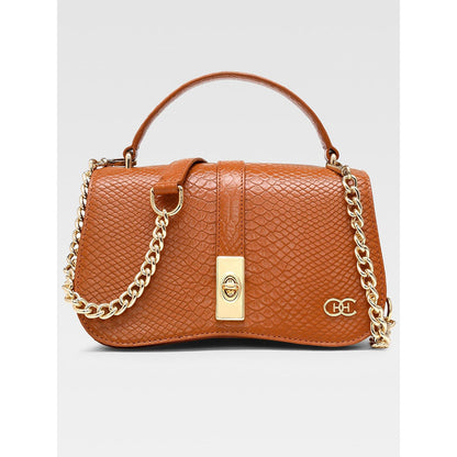 Hoche Paris Terra Croc Leather Sling Bag - Tan