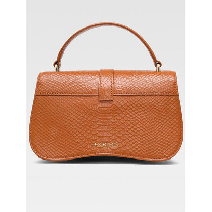 Hoche Paris Terra Croc Leather Sling Bag - Tan