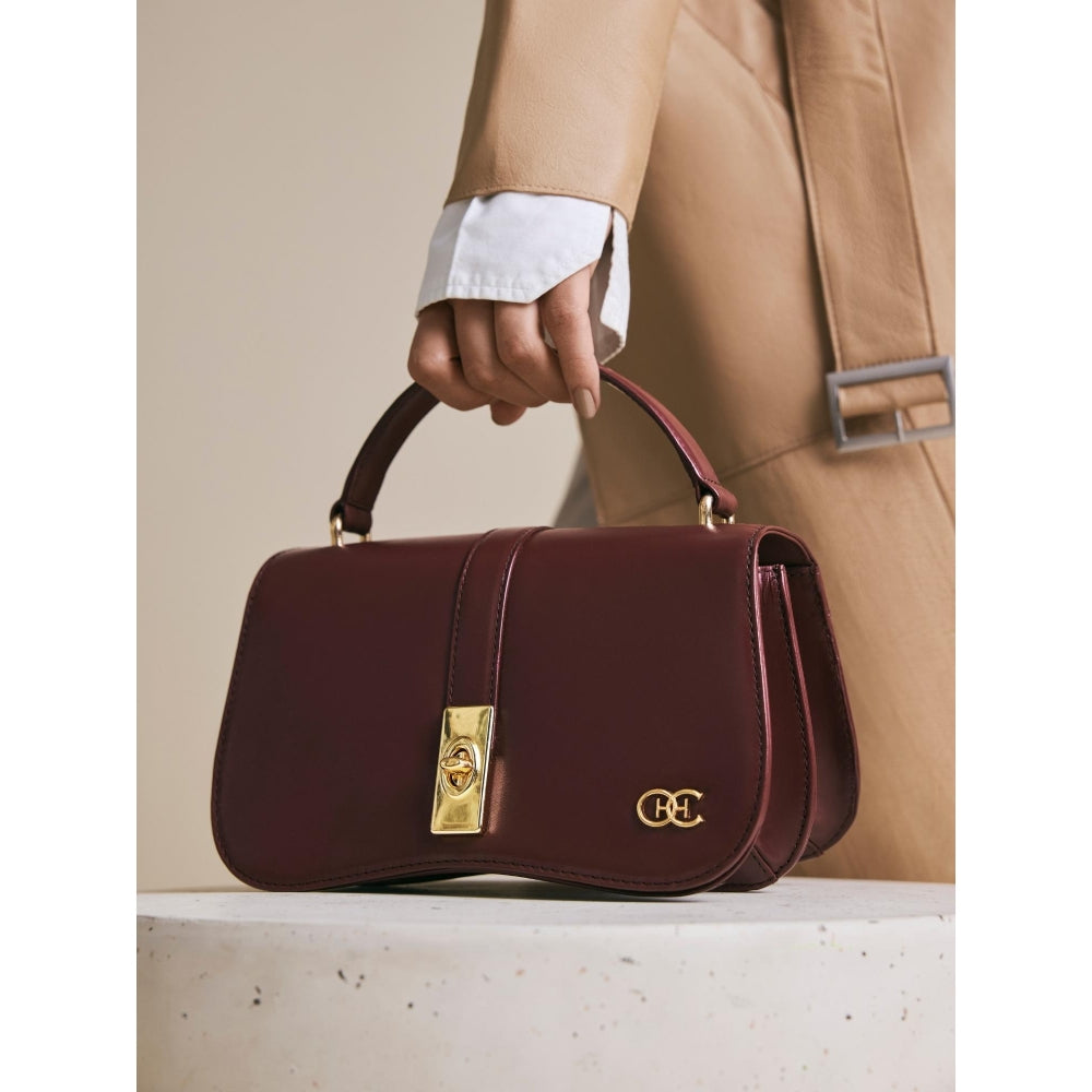 Hoche Paris Terra Croc Leather Sling Bag - Burgundy
