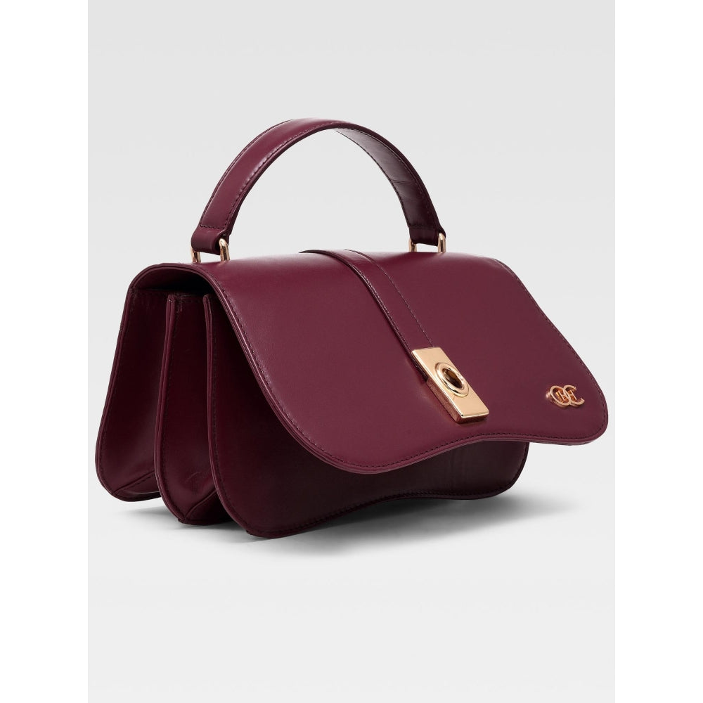 Hoche Paris Terra Croc Leather Sling Bag - Burgundy