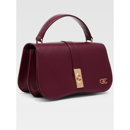 Hoche Paris Terra Croc Leather Sling Bag - Burgundy