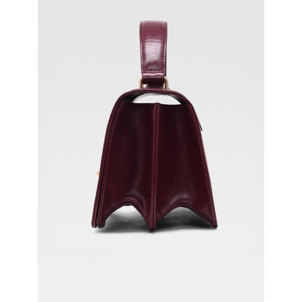 Hoche Paris Terra Croc Leather Sling Bag - Burgundy