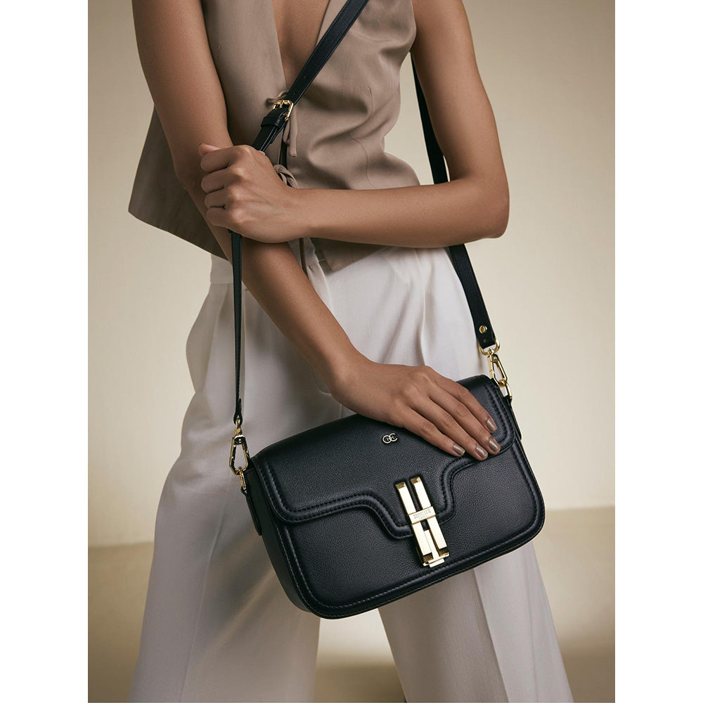 Hoche Paris The H Leather Sling Bag - Black
