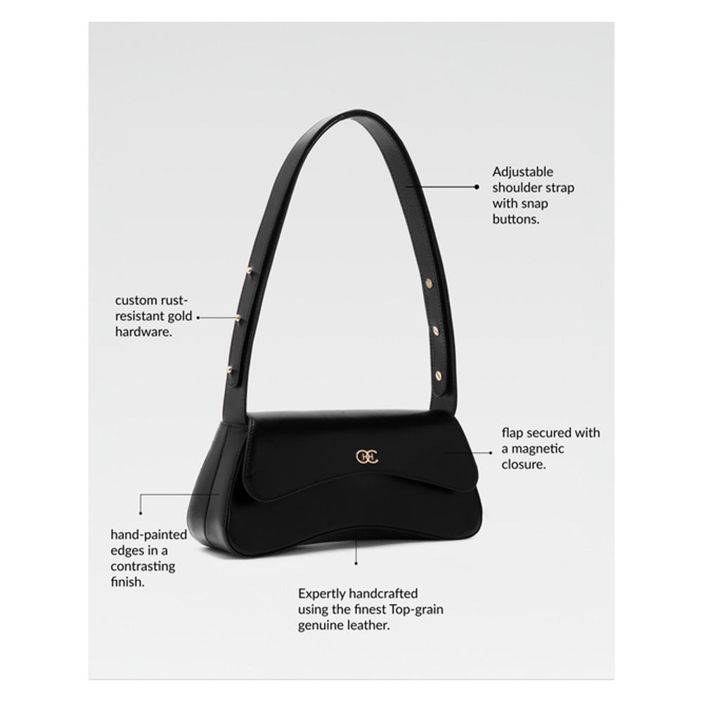 Hoche Paris Black Gaia Baguette Hand Bag