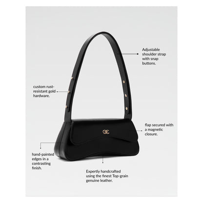 Hoche Paris Black Gaia Baguette Hand Bag