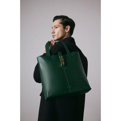 Hoche Paris Green Lisbon Black Tote Bag