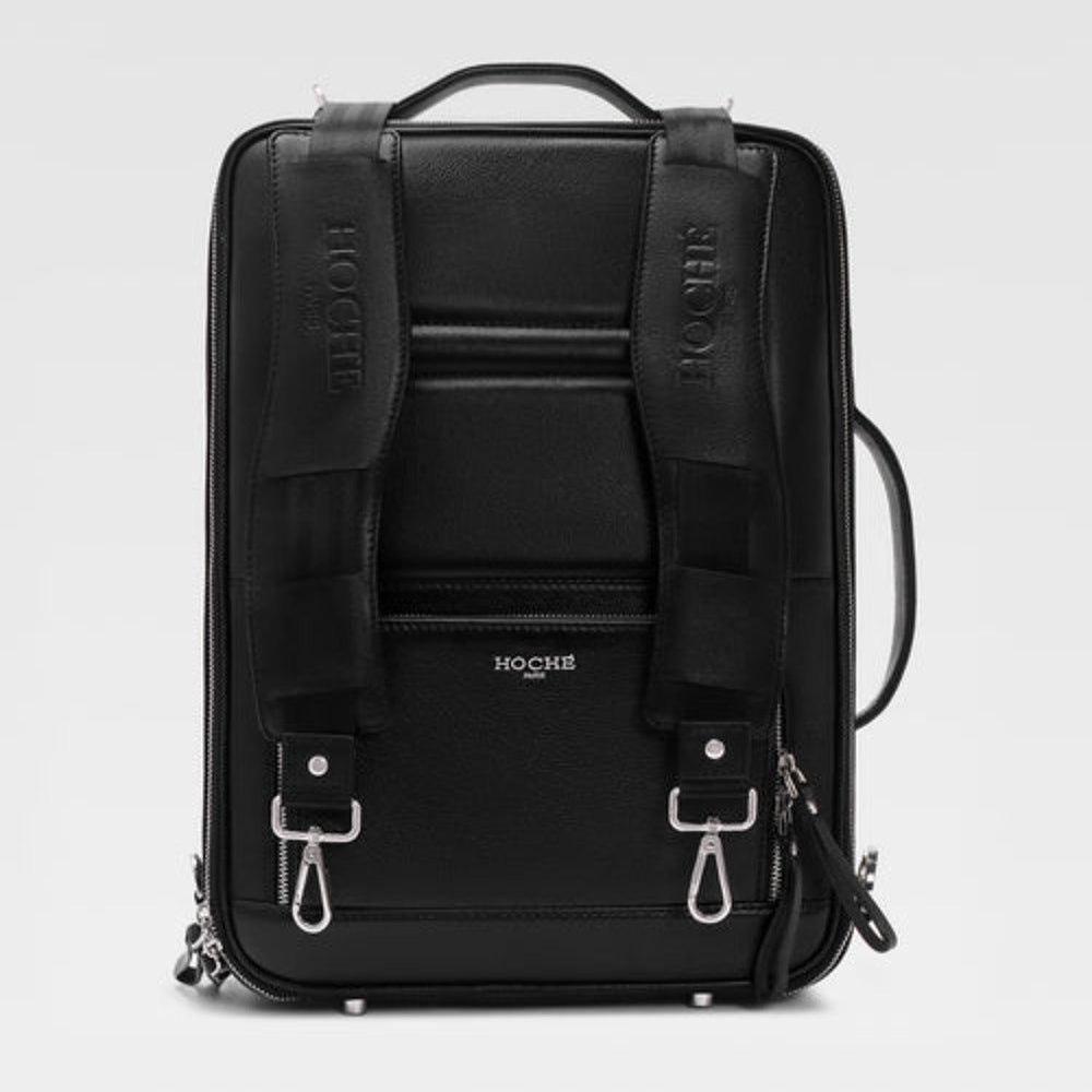 Hoche Paris Black Unstitch 3-In-1 Convertible Black Backpack