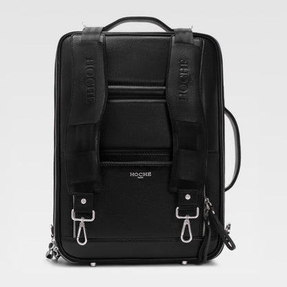Hoche Paris Black Unstitch 3-In-1 Convertible Black Backpack