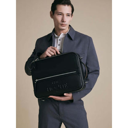 Hoche Paris Black Unstitch 3-In-1 Convertible Black Backpack