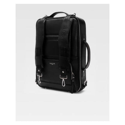 Hoche Paris Black Unstitch 3-In-1 Convertible Black Backpack