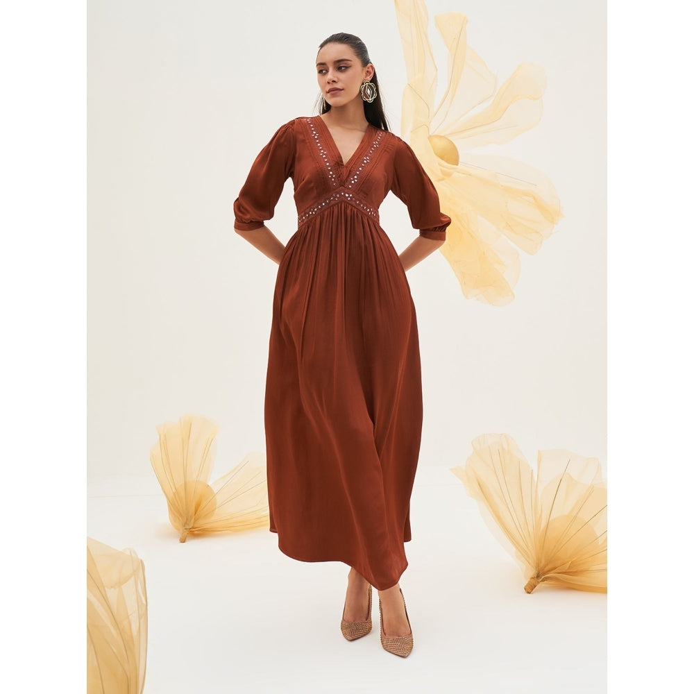 House of Fett Cocoa Mosaic Maxi Dress - Brown