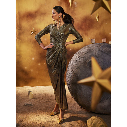 House of Fett Black & Gold Astral Gown
