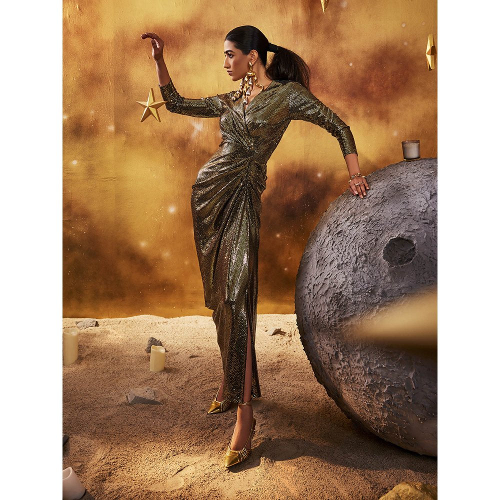 House of Fett Black & Gold Astral Gown