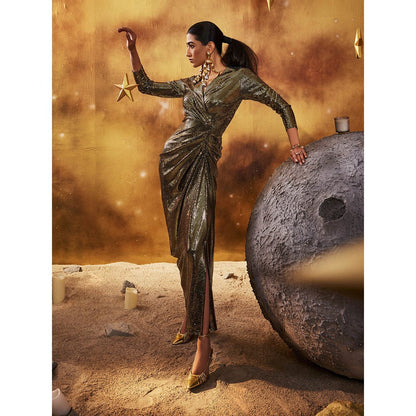 House of Fett Black & Gold Astral Gown