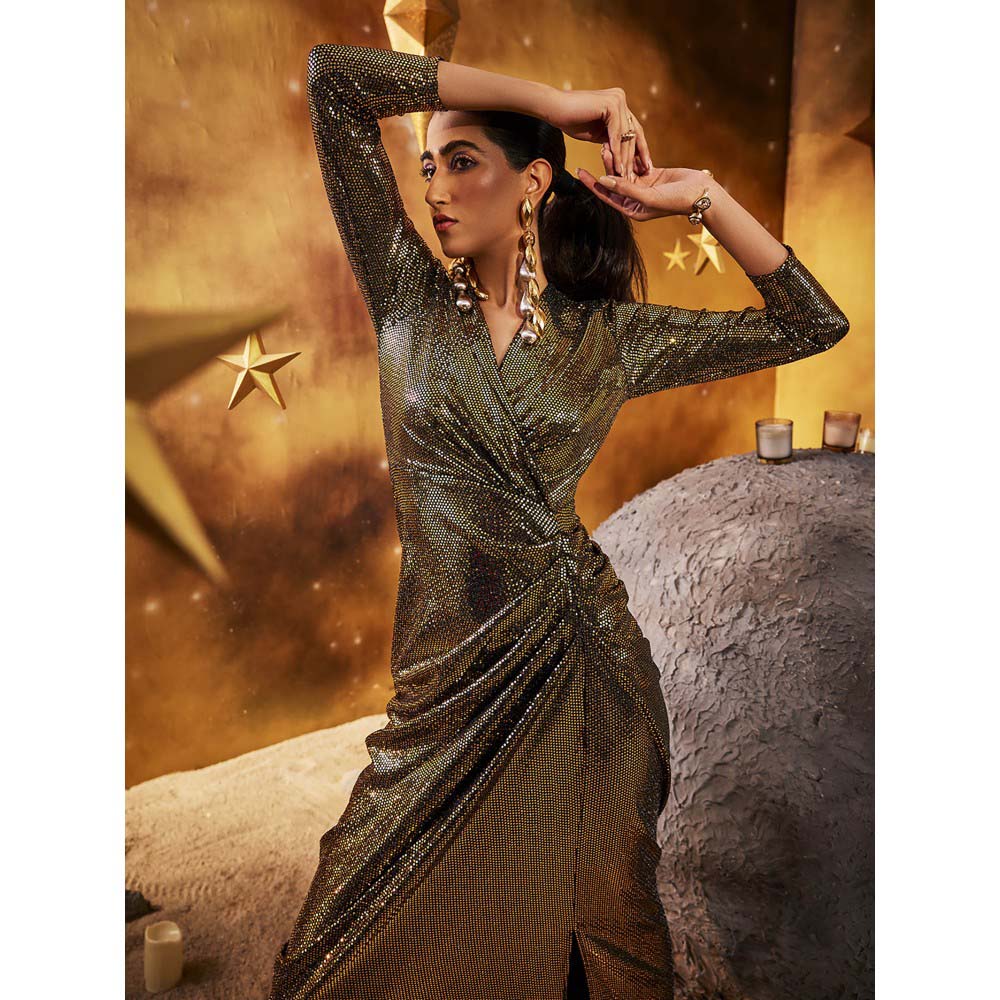 House of Fett Black & Gold Astral Gown