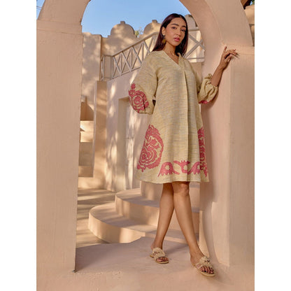 House of Fett Bengal Printed Patchwork Dress