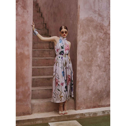 House of Fett Blair Floral Jumpsuit With Belt (Set of 2)