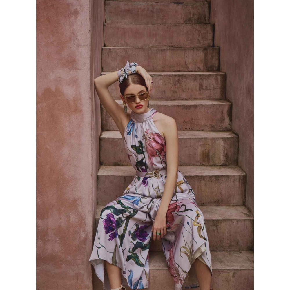 House of Fett Blair Floral Jumpsuit With Belt (Set of 2)