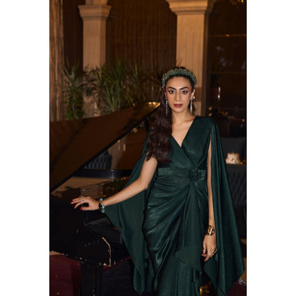 House of Fett Forest Fire Satin Drape Gown