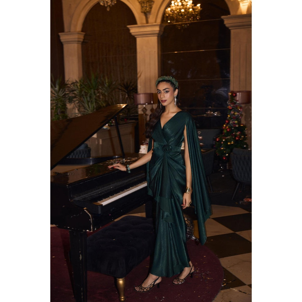 House of Fett Forest Fire Satin Drape Gown