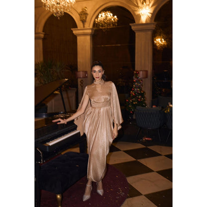 House of Fett Aurelia Drape Rose Collar Gown