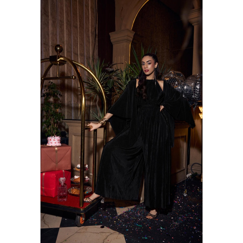 House of Fett Seeah Pleated Jumpsuit With Cape