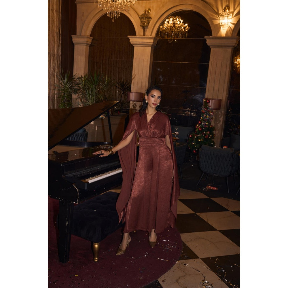 House of Fett Royal Ember Satin Jumpsuit