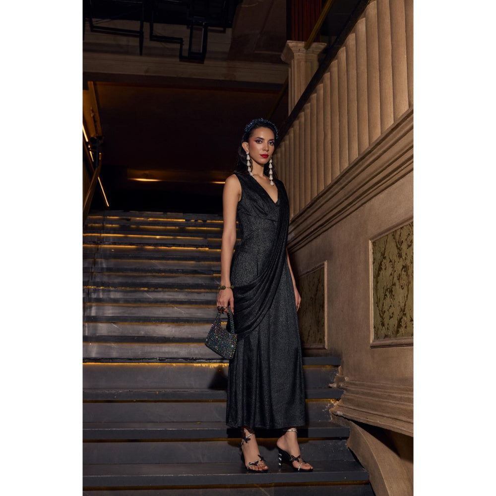 House of Fett Dash Black Drape Jumpsuit