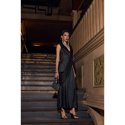 House of Fett Dash Black Drape Jumpsuit