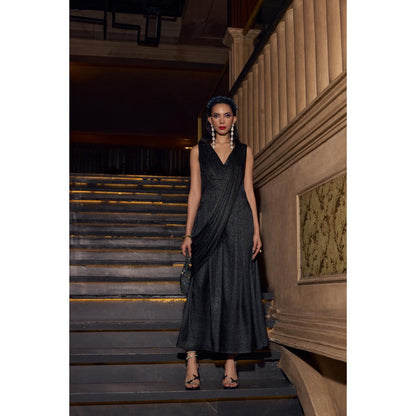 House of Fett Dash Black Drape Jumpsuit