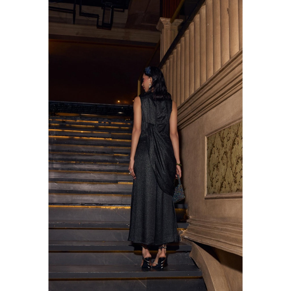 House of Fett Dash Black Drape Jumpsuit