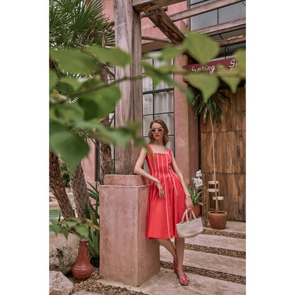 House of Fett The Townie Fit And Flare Piping Red Dress