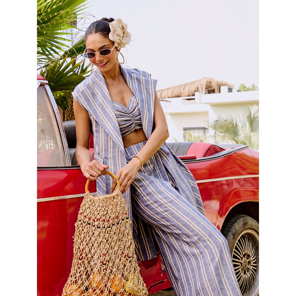 House of Fett Normandy Striped Blue Co-Ord (Set of 3)