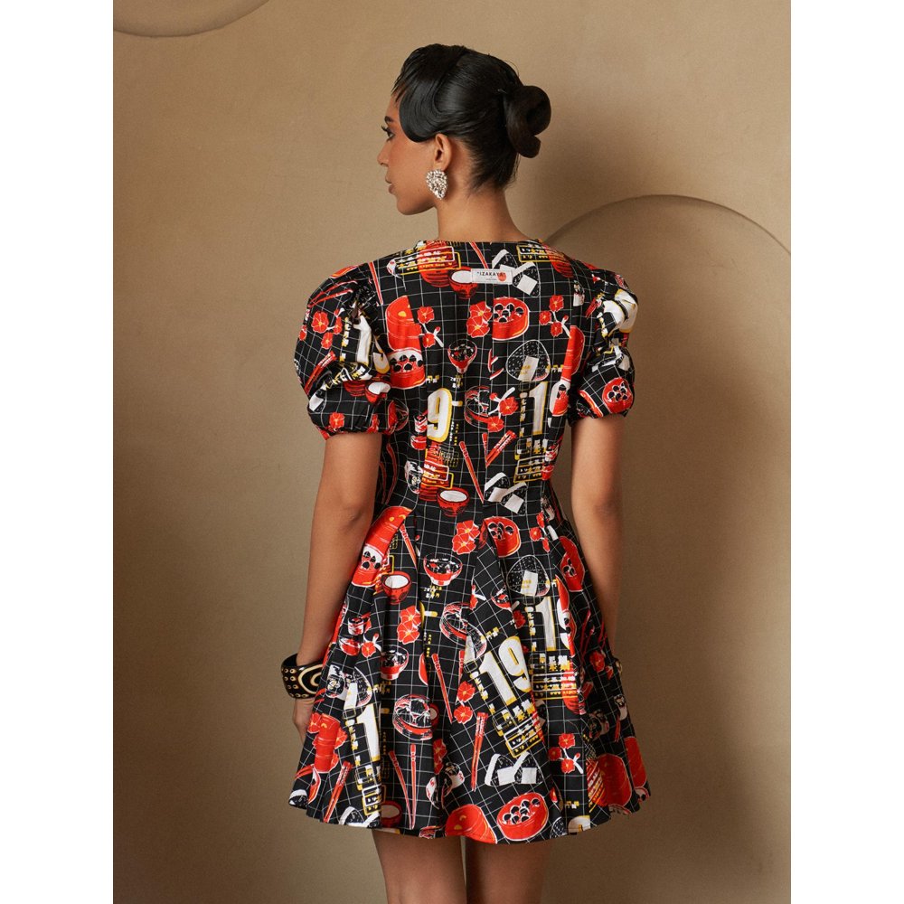 House of Fett Miso Ramen Print Black Dress
