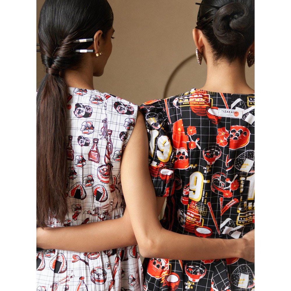 House of Fett Miso Ramen Print Black Dress