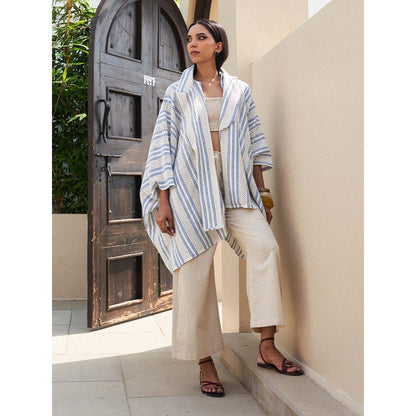 House of Fett Stripe Crochet Multi-Color Top with Pant and Jacket