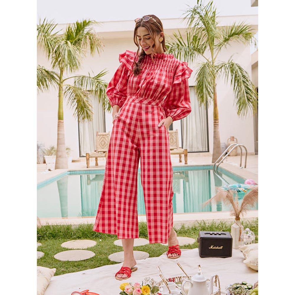 House of Fett Berry Chess Jumpsuit - Pink