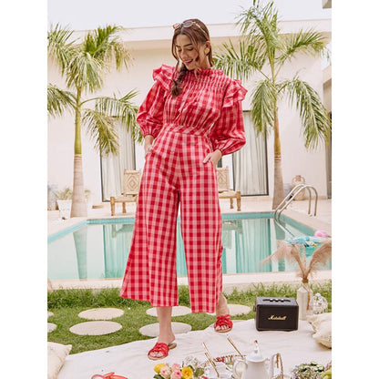 House of Fett Berry Chess Jumpsuit - Pink
