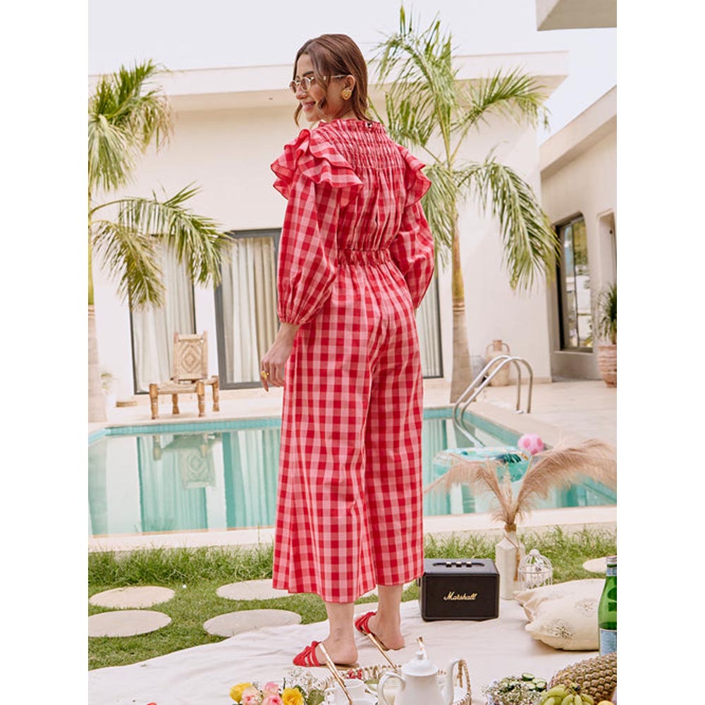 House of Fett Berry Chess Jumpsuit - Pink