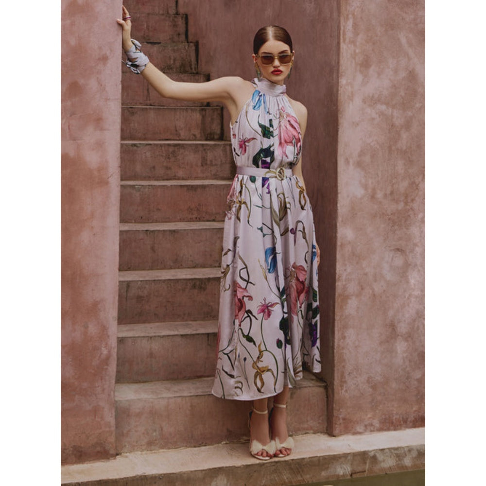 House of Fett Blair Floral Jumpsuit With Belt - Ivory