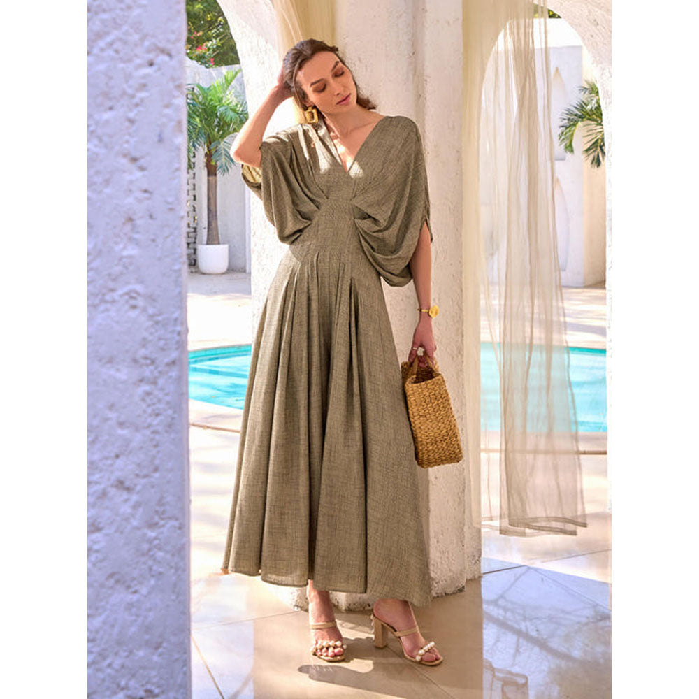 House of Fett Nusa Pleated Jumpsuit - Green