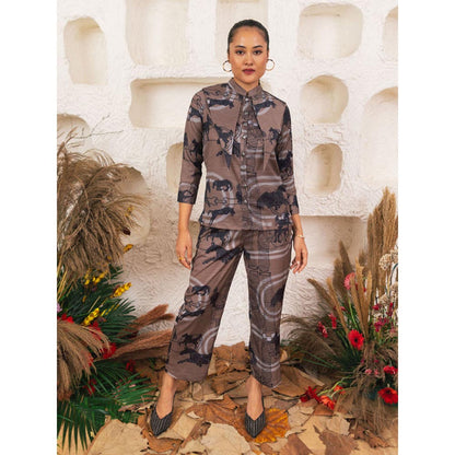 House of Fett Womens Brown Saddle Pant