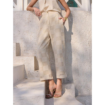 House of Fett Bolivia Off White Crochet Pant