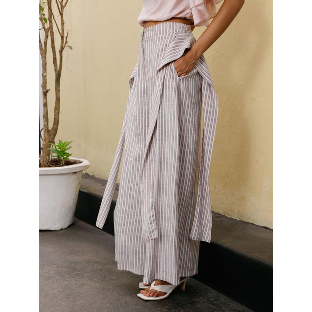 House of Fett Womens Stripes Bingtuan Pant - Beige