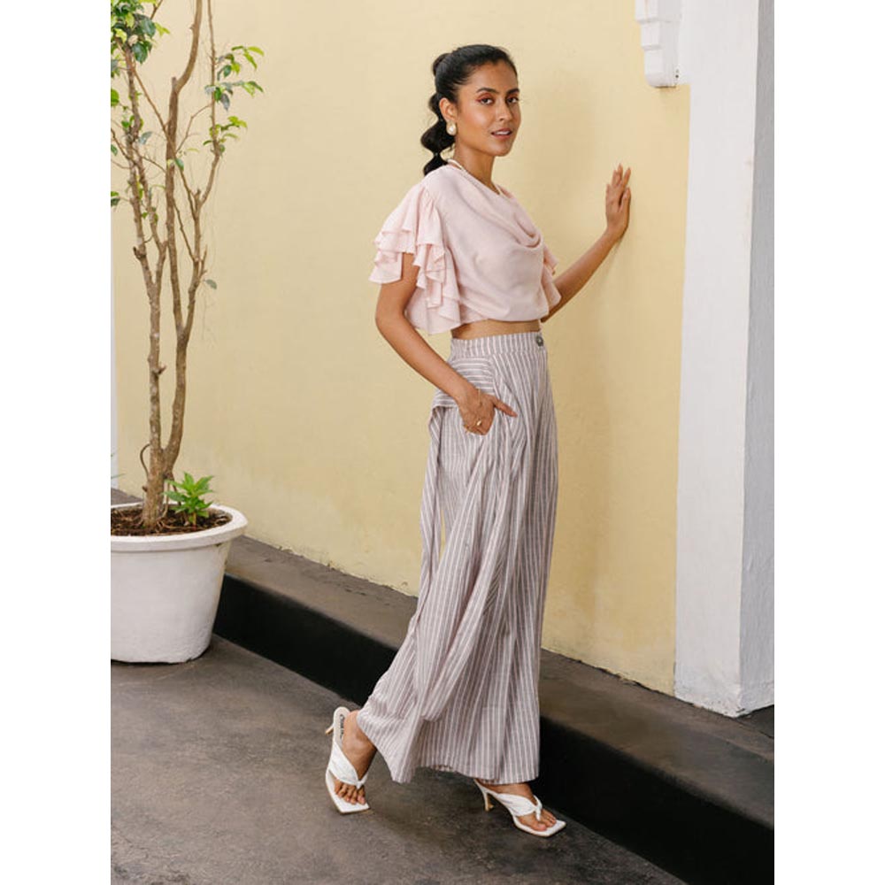 House of Fett Womens Stripes Bingtuan Pant - Beige